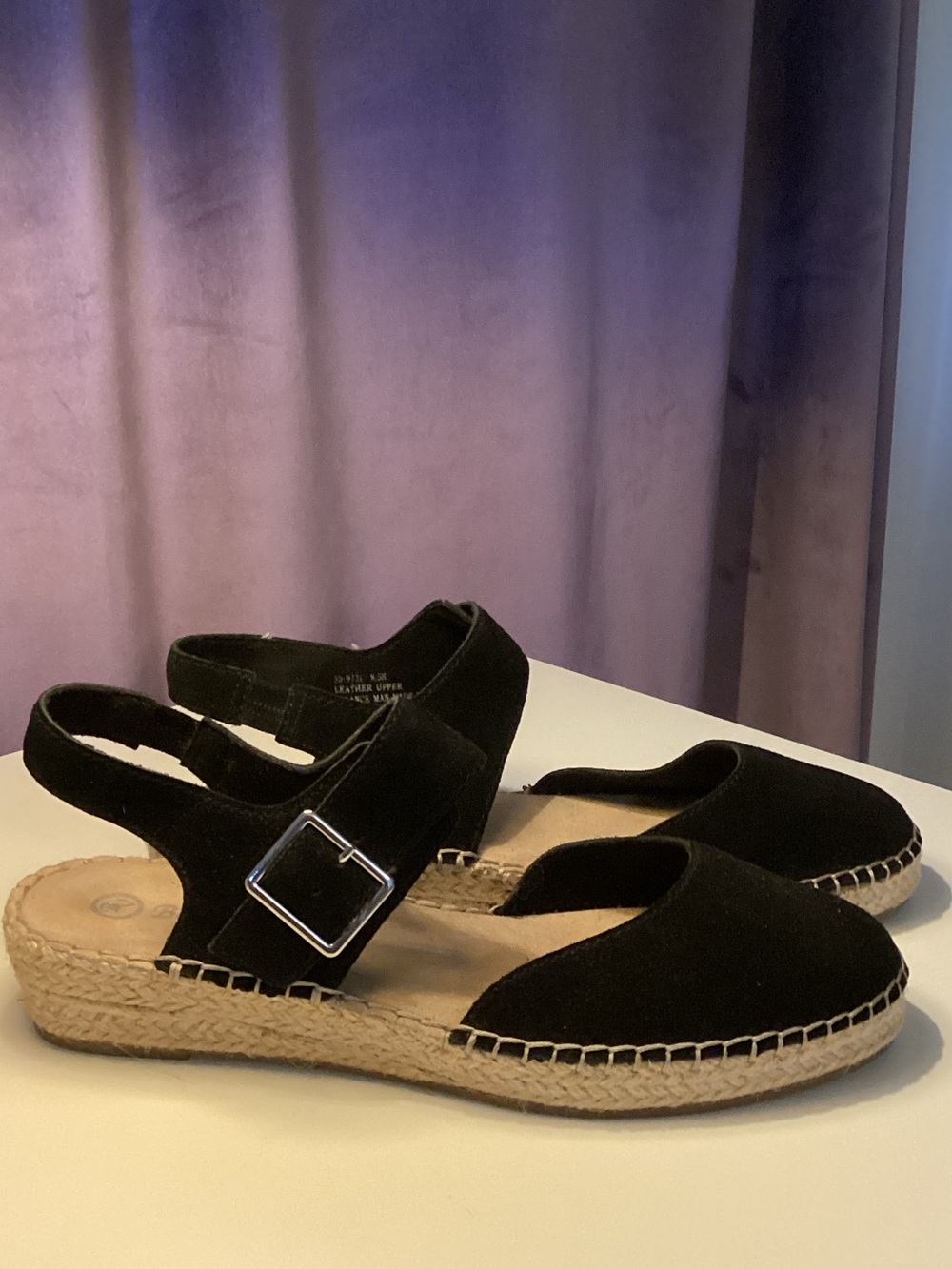 Bella Vita Black Espadrille Slingback Wedges
